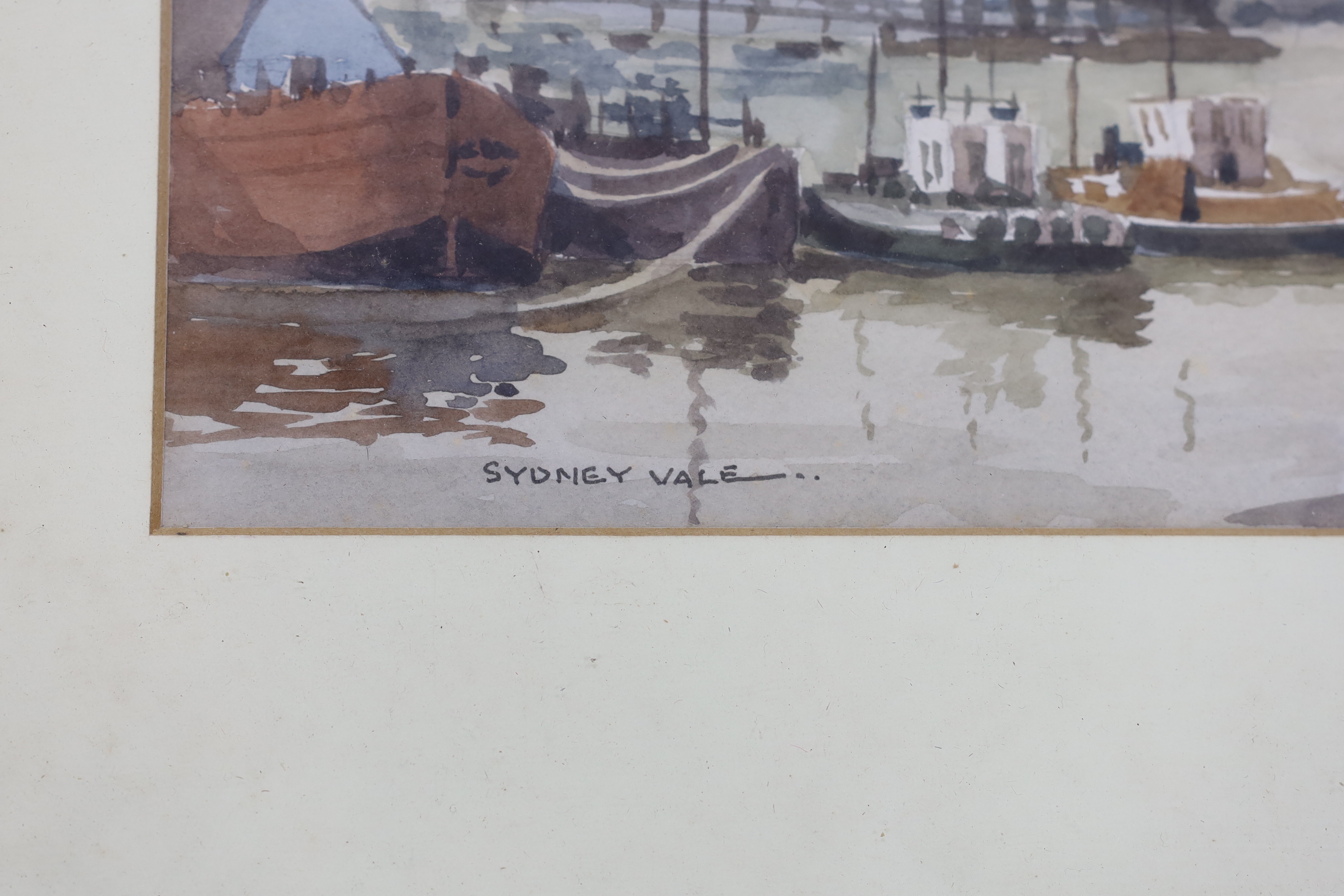 Sydney Vale (1916-1991), watercolour, 'Woolwich Reach', signed, 25 x 37cm